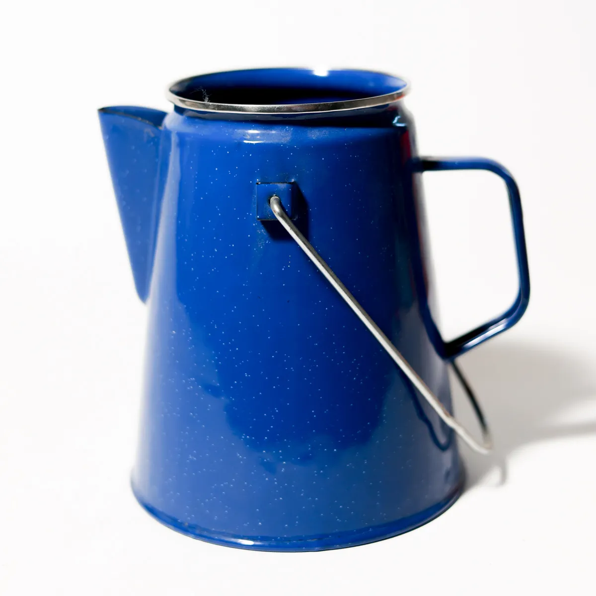 Vintage Blue Speckled Enamelware Camp Coffee Pot