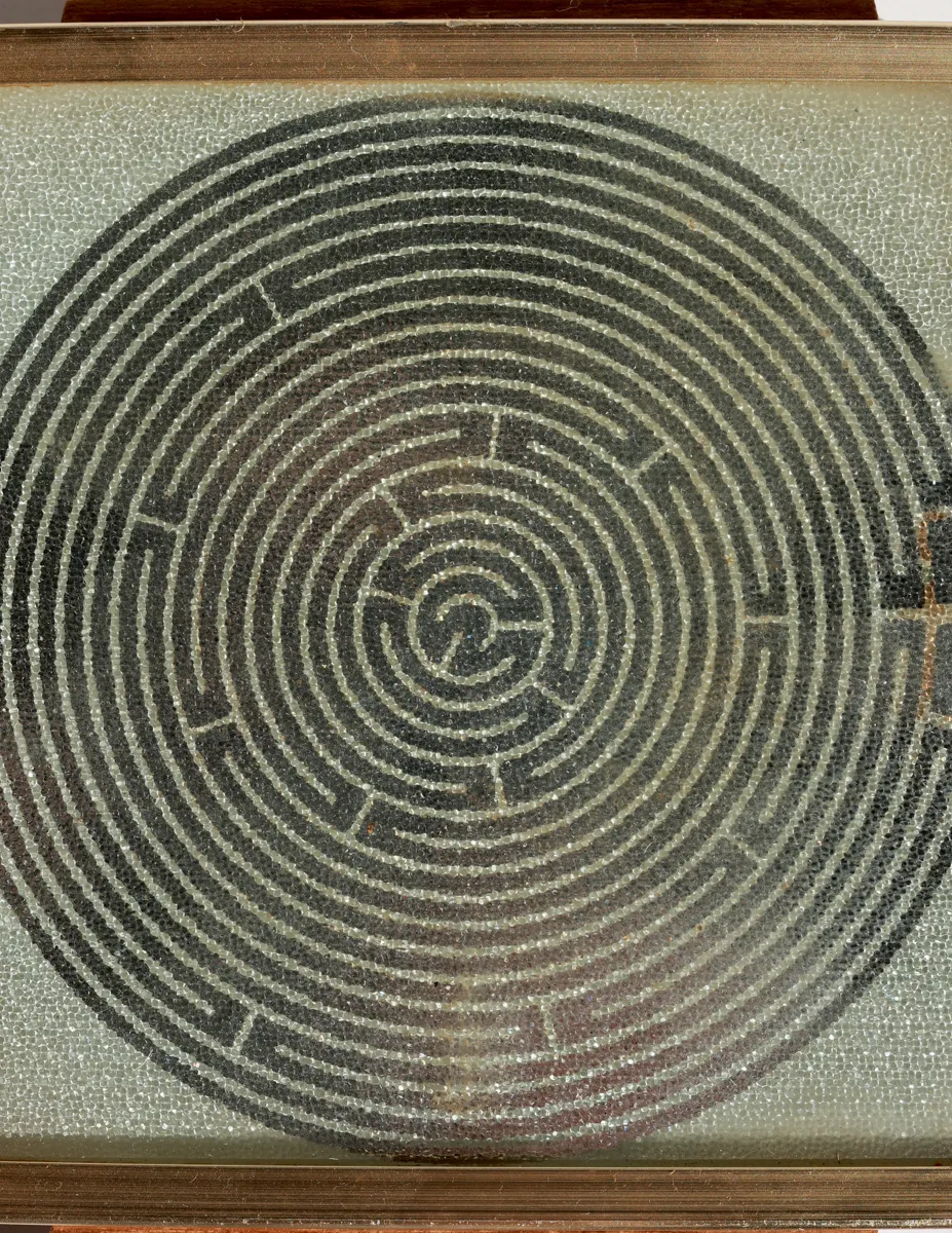 Mid century Glass Hot Plate Retro mod graphics solid wood handles food warmer