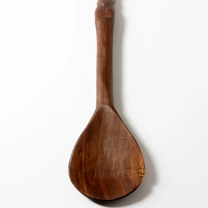 Vintage Teak Wooden Carved African Serving Spoon - 14.25"