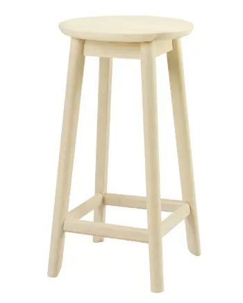 Bar Stool, Counter Height, White Washed Light colored Wood Stool