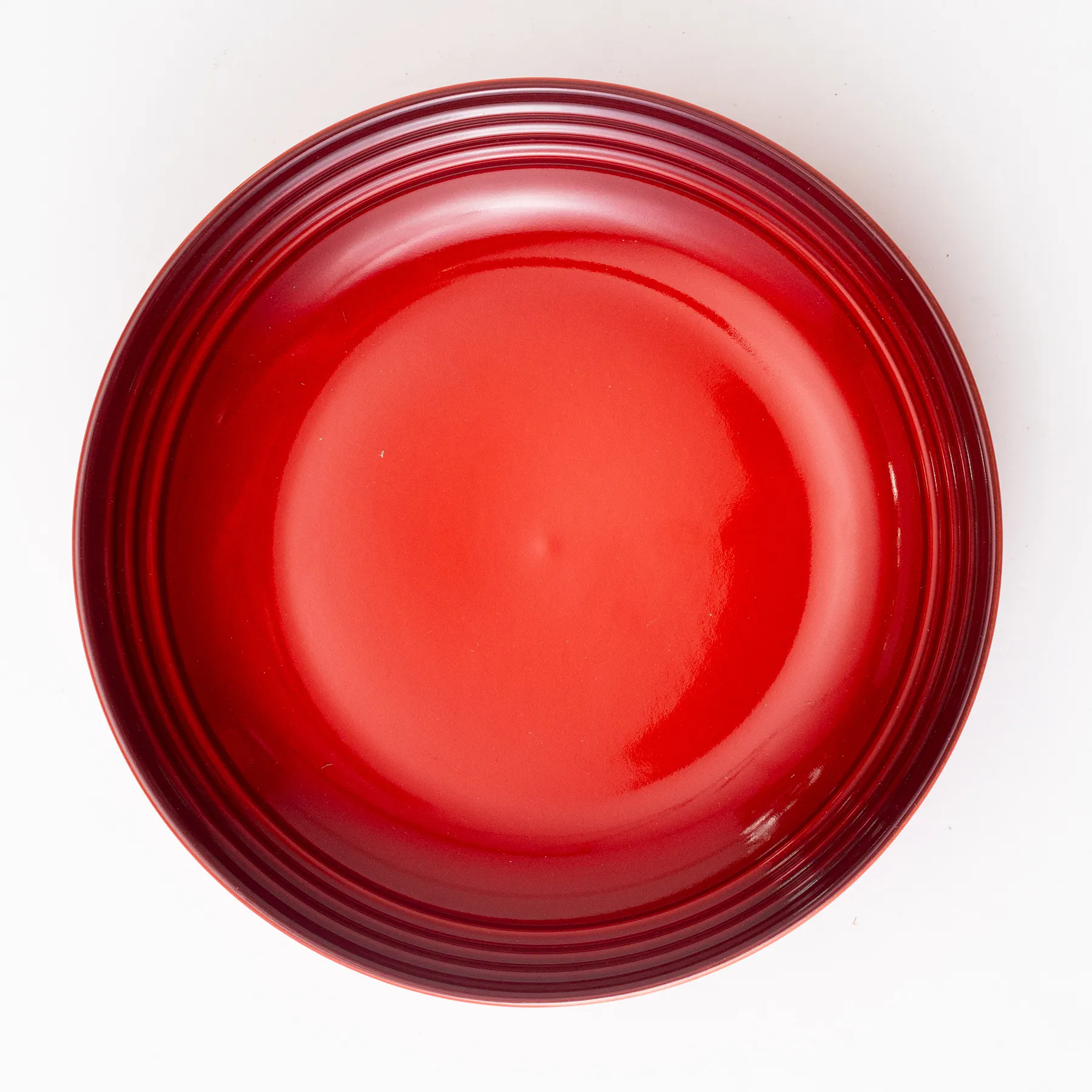 Le Creuset Shallow Red Bowl with Ribbed Rim - 8.5" X 1.75