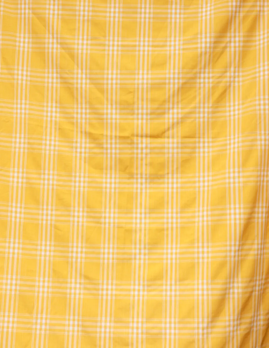 Round Single Toned Gold - Yellow - Orange Plaid Tablecloth