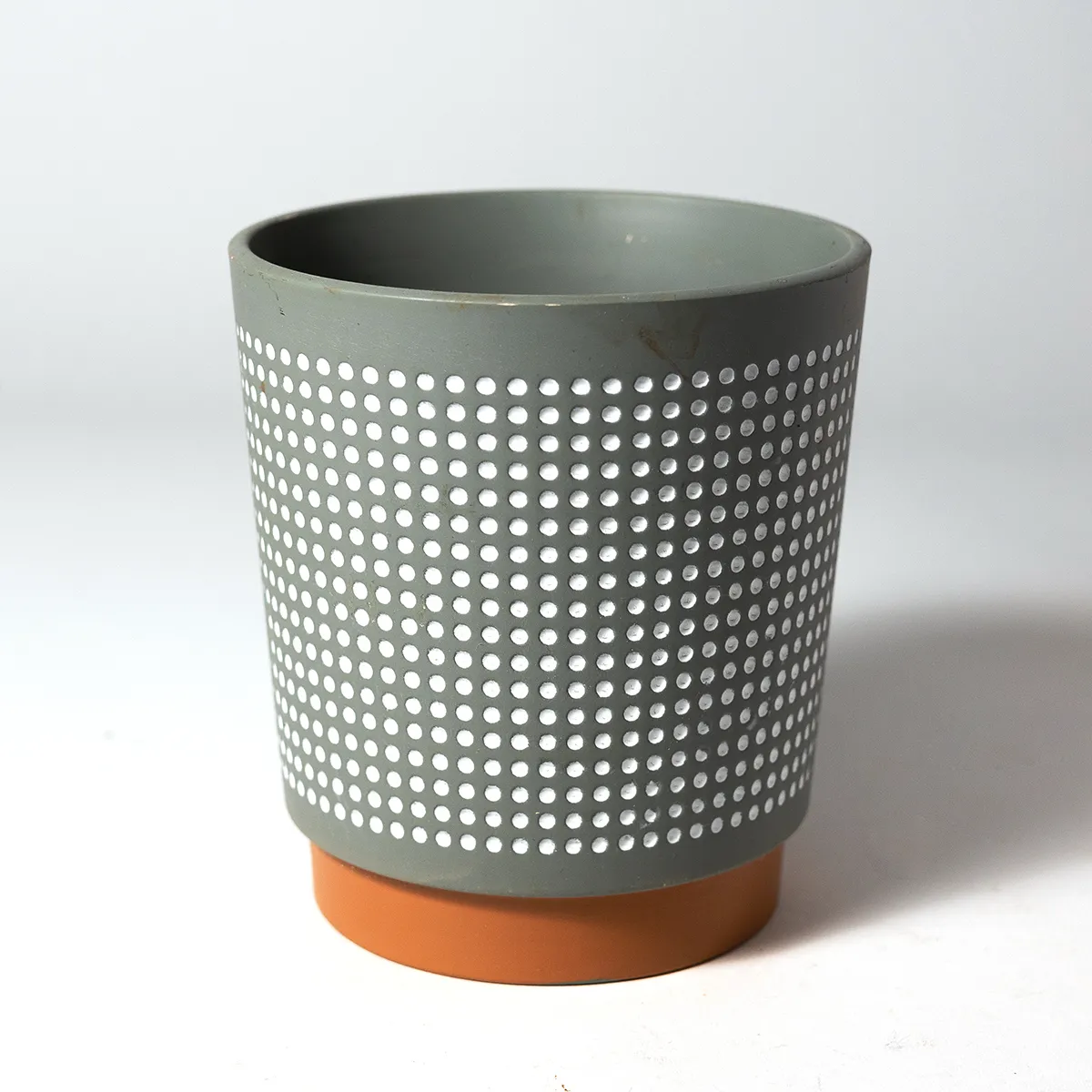 Gray Polka Dot House Planter