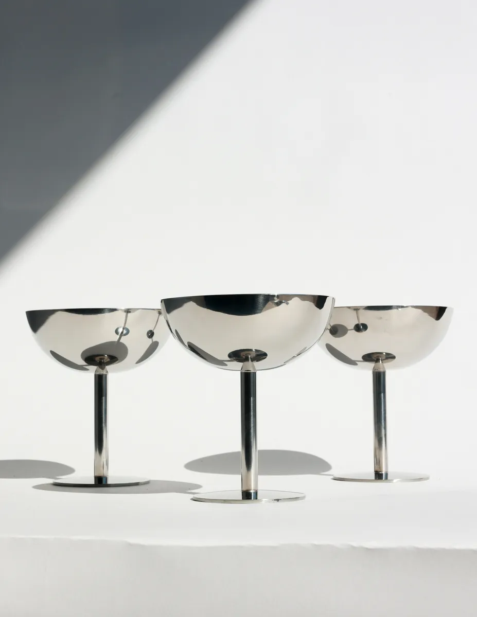 Stainless Steel Ice Cream Coupe Bowl. Riser, Silver, dessert cup