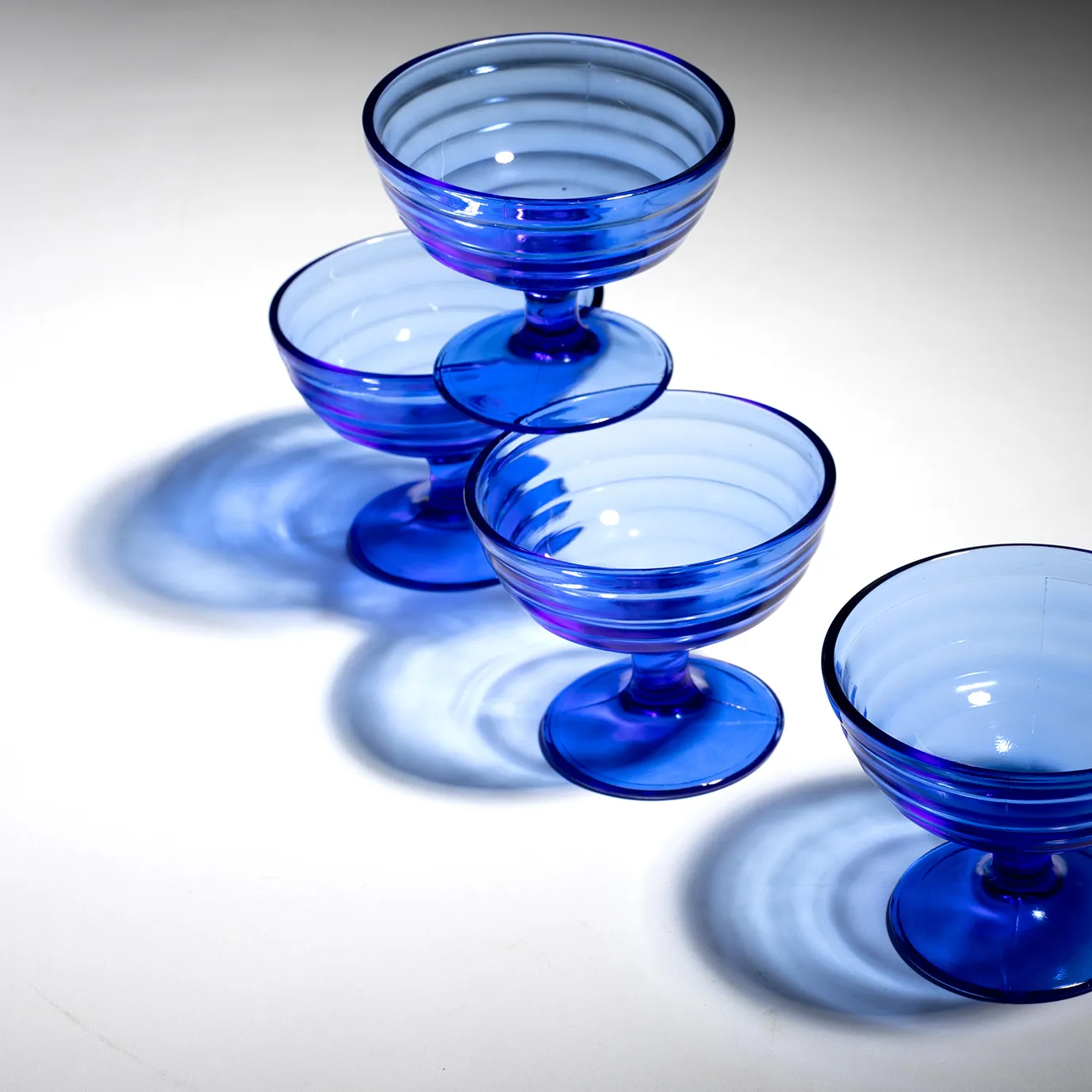 Jewel Toned Blue Short Stemmed Dessert Cups 