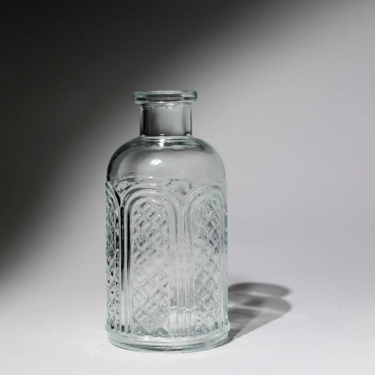 Victorian Clear Embossed Lattice Glass Apothecary Bottle