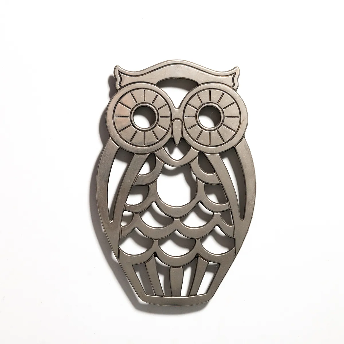 Vintage 1970s Owl Silverplate Trivet Leonard Wall Decor Made In Italy MCM