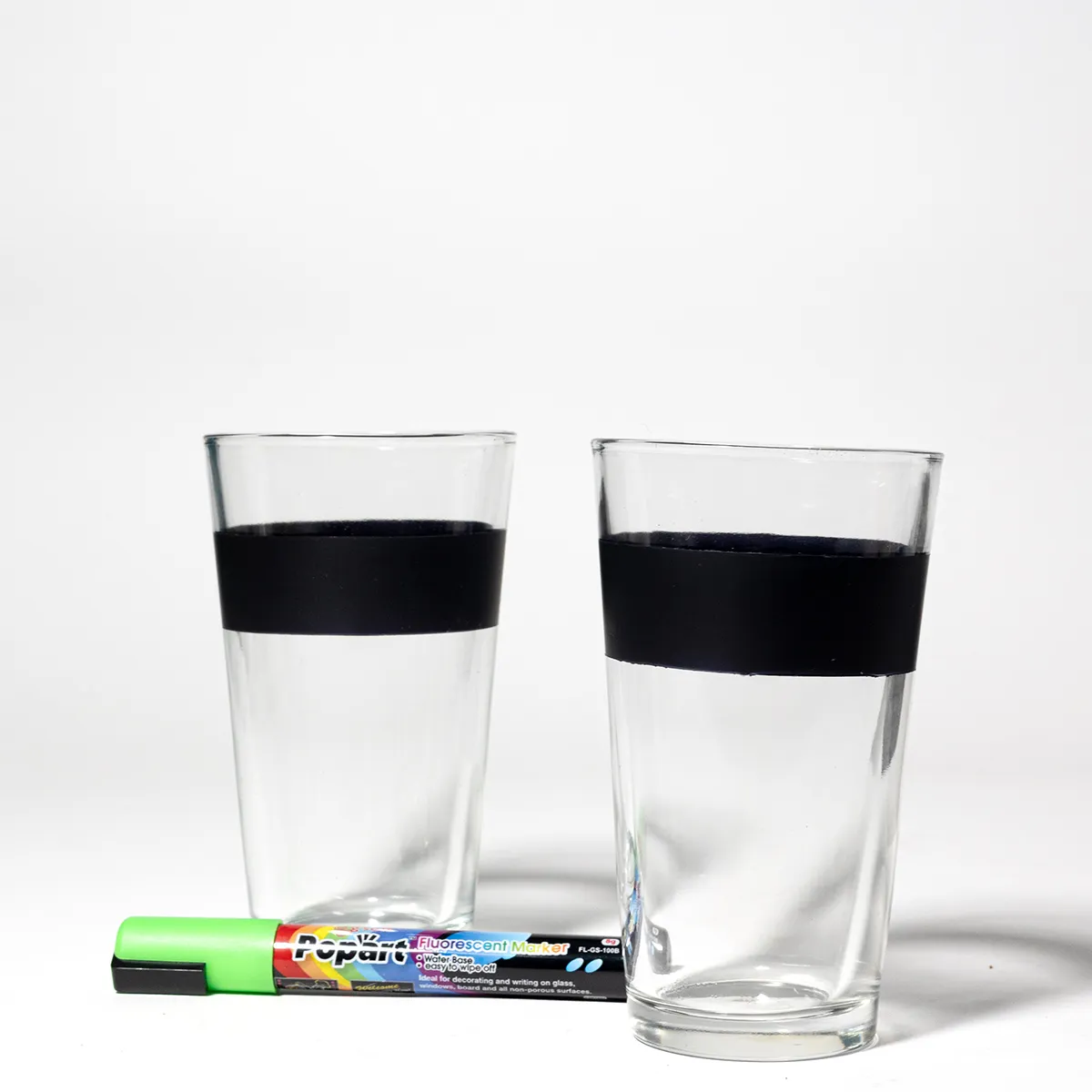 Clear Pilsner Glasses with Black Chalkboard Paint Chalk Marker included
