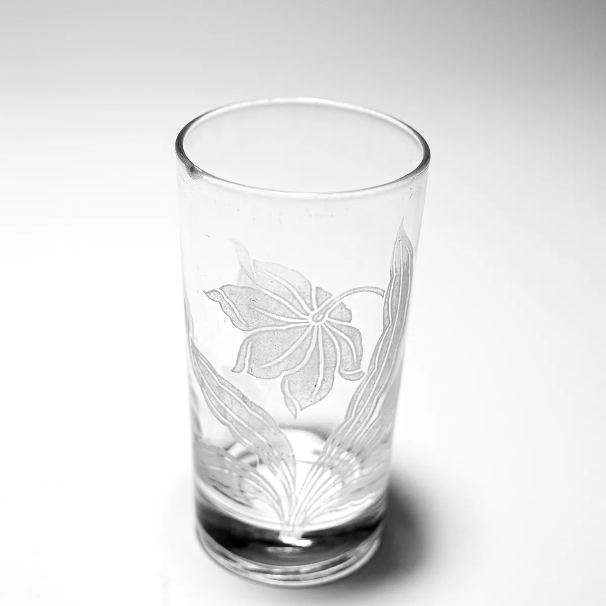 Clear Glasses with Frosted Flower Design