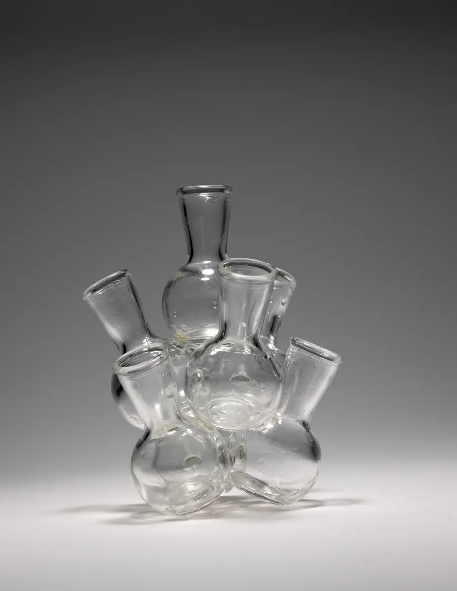Clear Glass Scupture multiple flower bud vases together