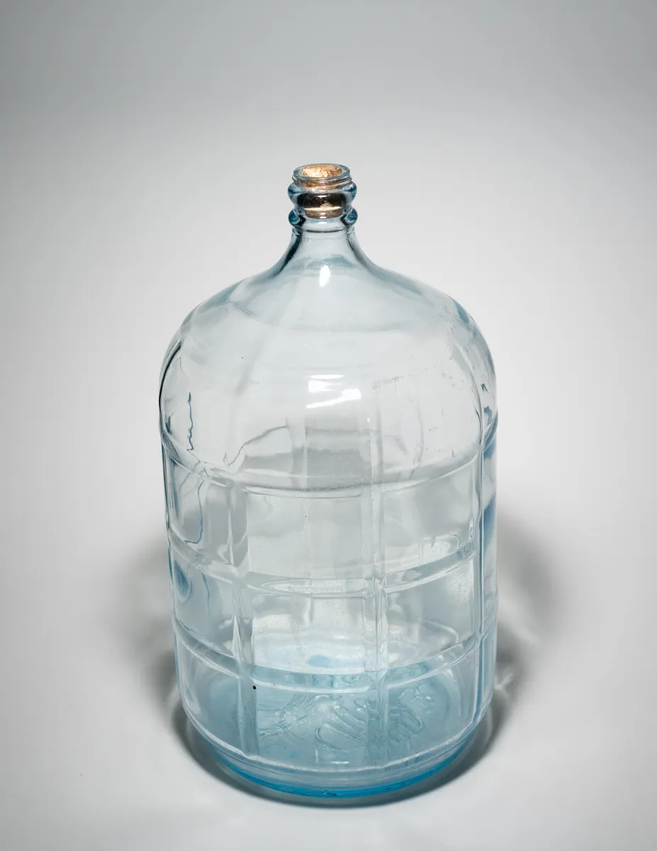 Giant Glass Water Jug Vintage Mexico Crisa Co. 5 Gallon Blue Bottle Wine Making