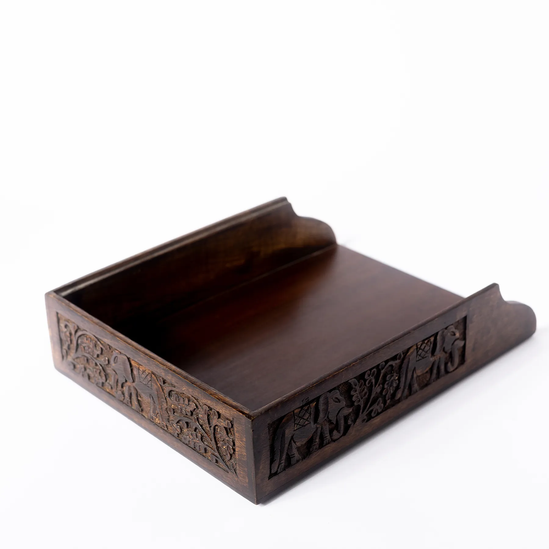 Carved Wood in/out box - 12.75" x 10" x 3"