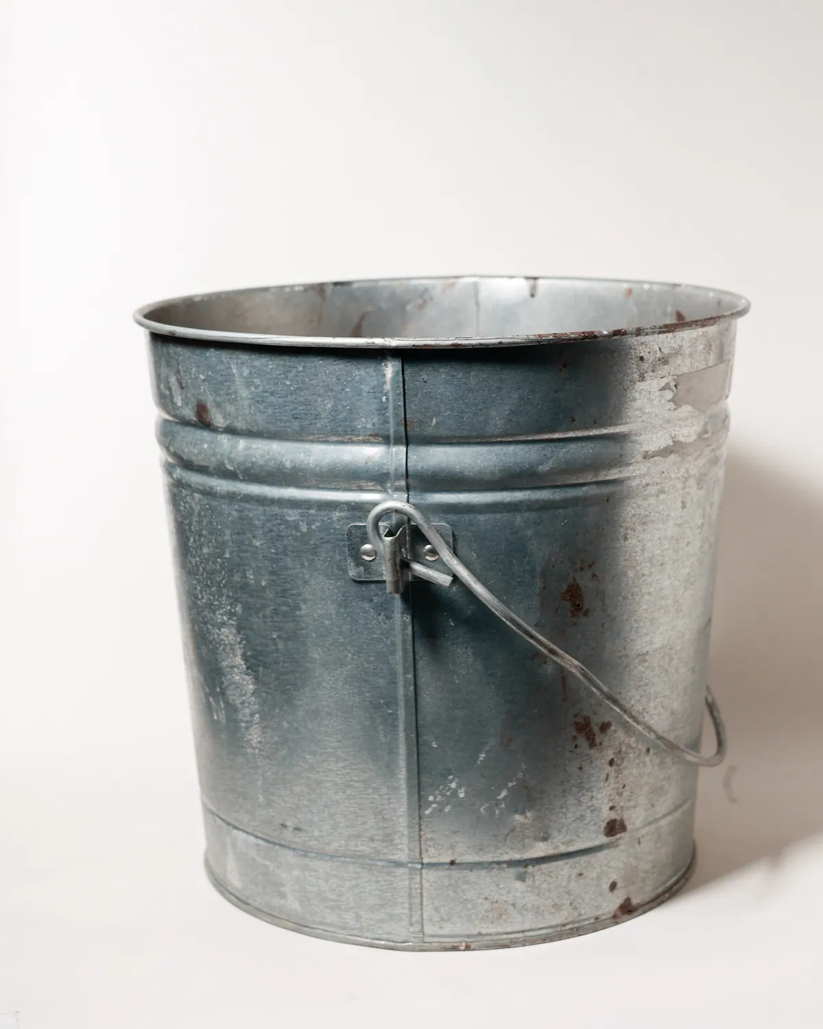 Vintage Galvanized Steel Farm Pail Rustic Industrial