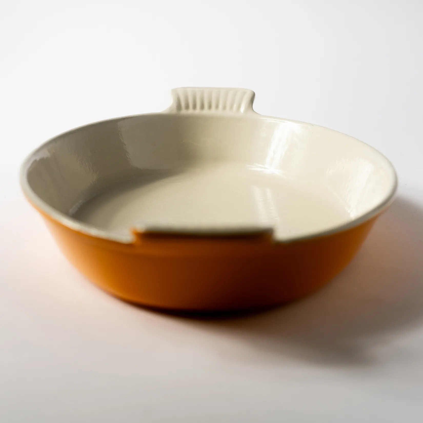 Vintage Pumpkin Le Creuset enameled cast iron casserole pan with handles - 15" x 9.25"