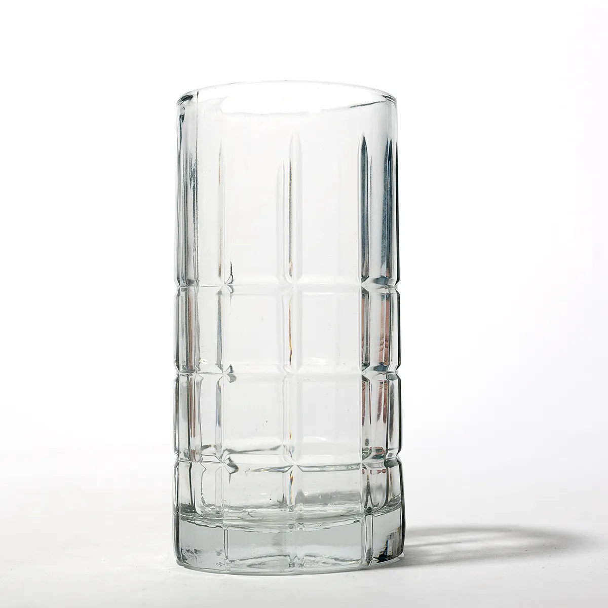 Hatched Pressed Heavy Drinking Glass Double old Fashioned