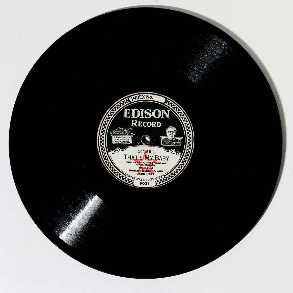 Authentic 1920s Edison Shellac Phonograph Record Antique