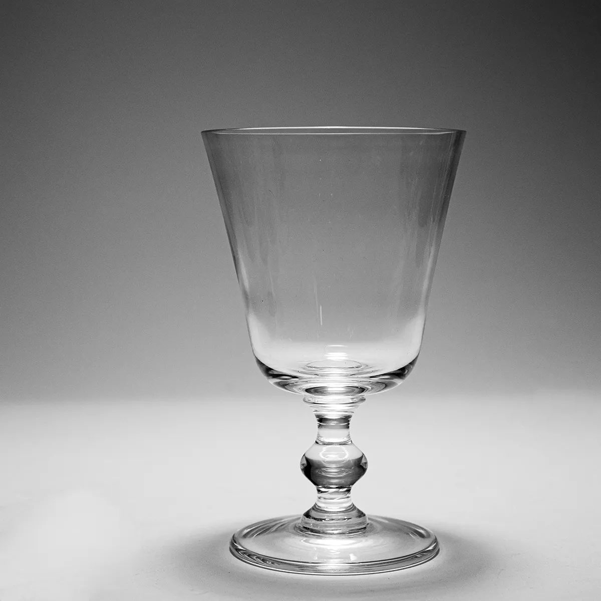 Large Clear Tapered Water Goblet with a bubbled short stem
