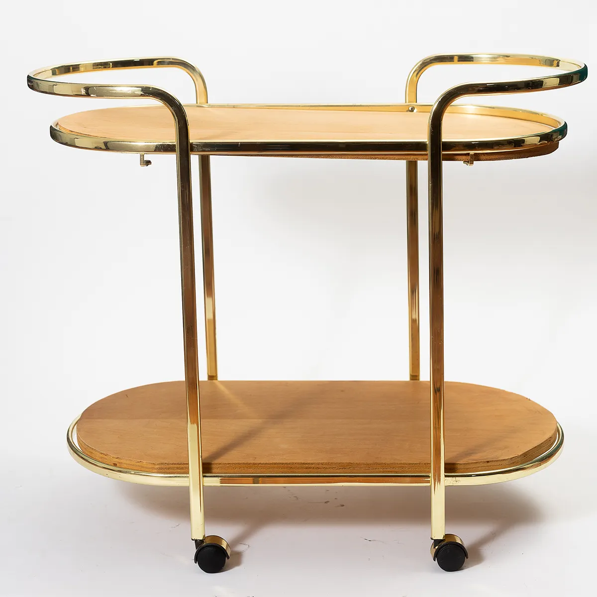 Brass and Wood Bar Cart - 28" x 15" x 30"