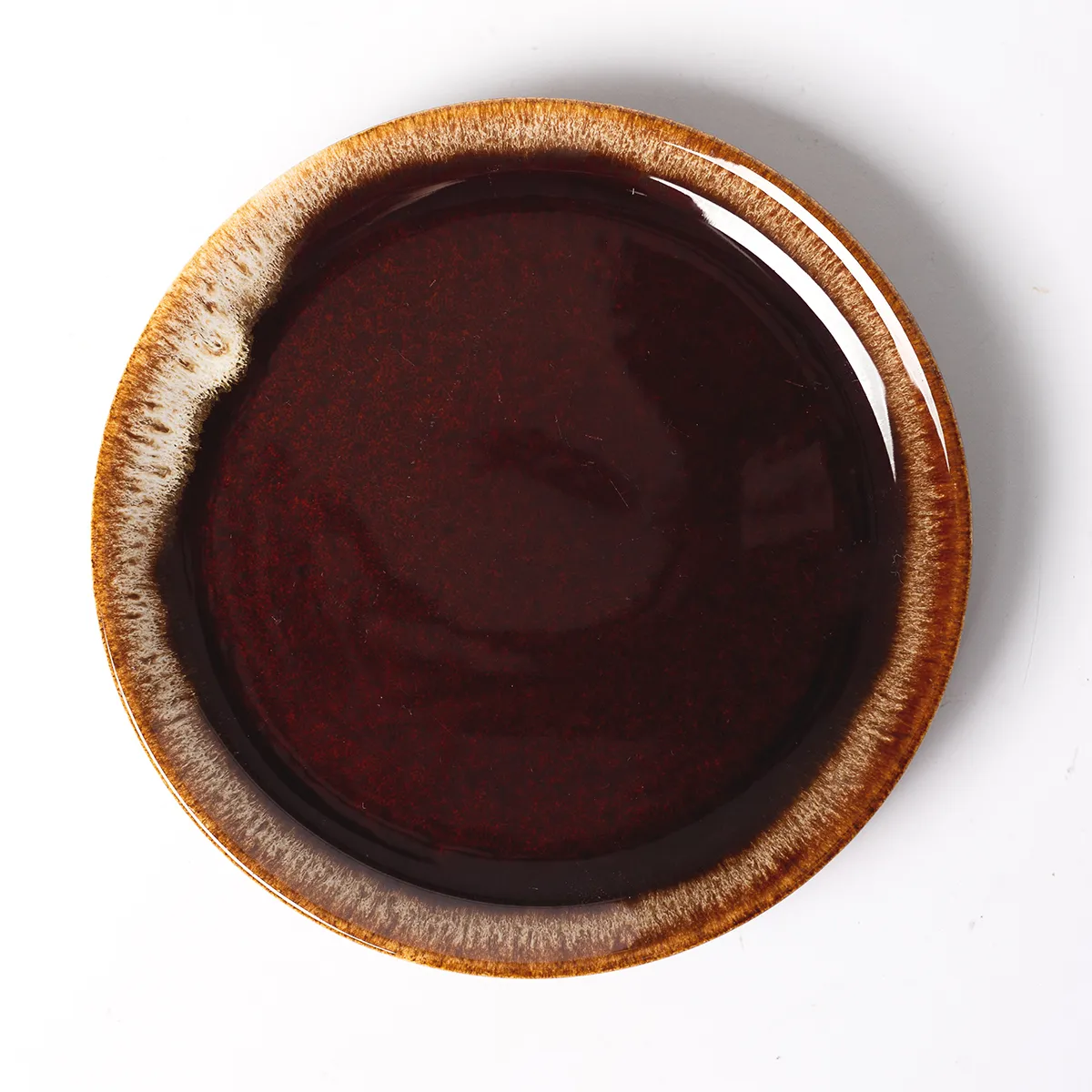 Vintage McCoy Brown Drip Glaze Salad Stoneware Dessert Plate 