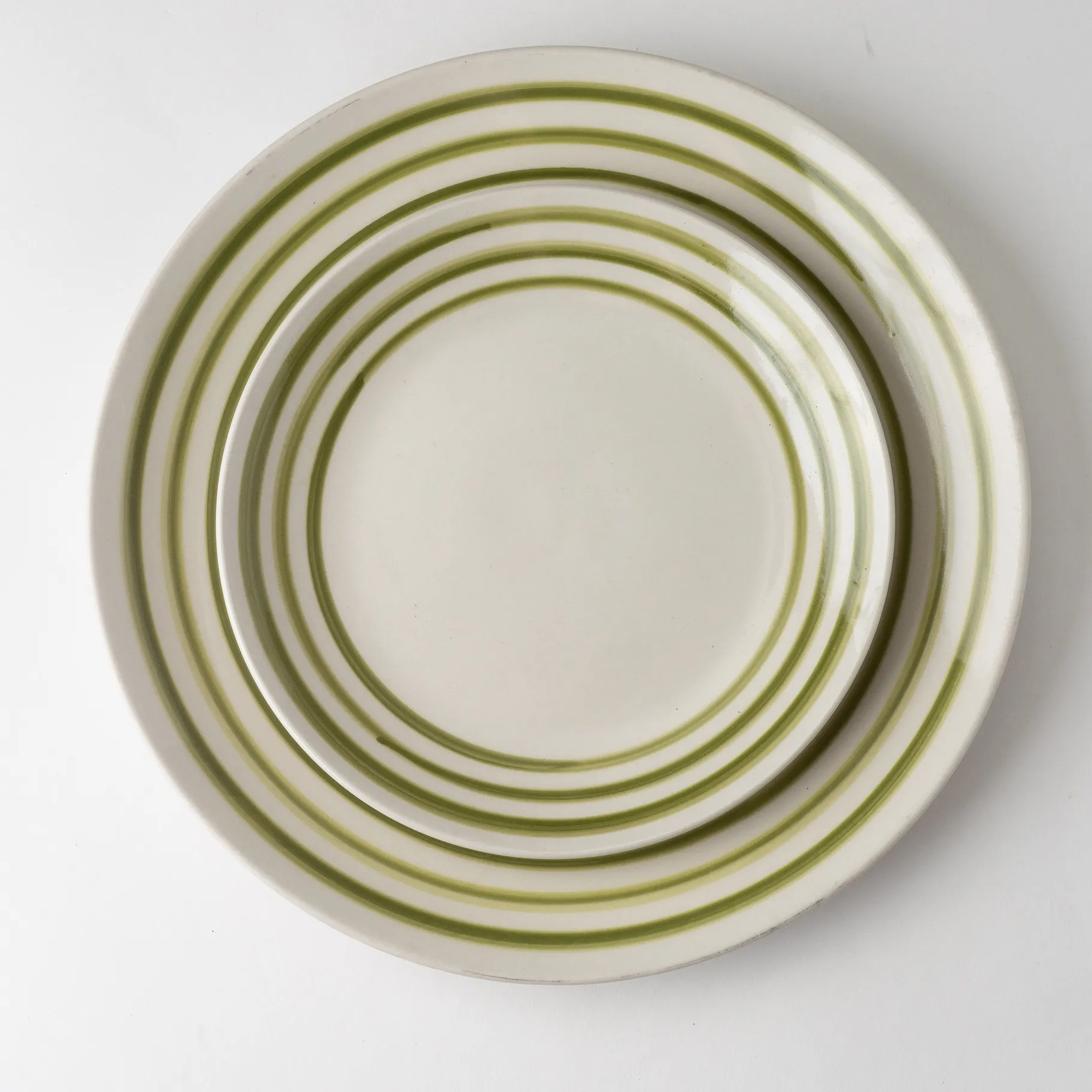 Green Striped Dinner and Salad Plate - 10" and 7.5"