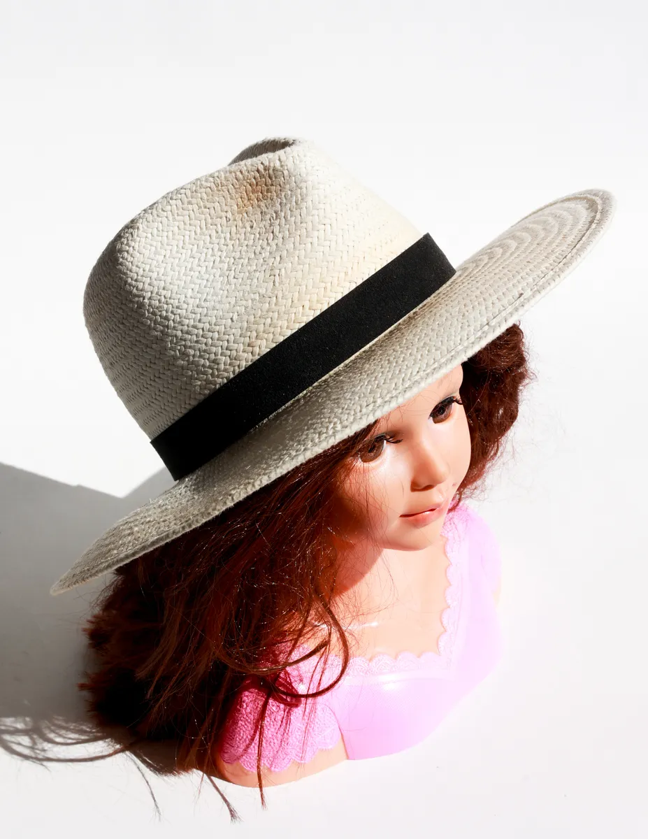 White Panama Hat Used, Well Loved, Worn In