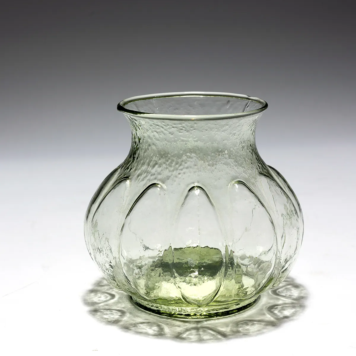 Vintage Clear Green Glass Flower Vessel - 4.5" x 4.6"