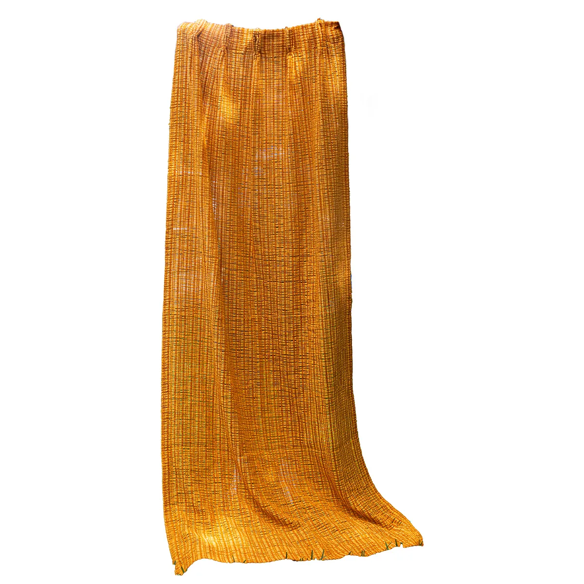 Woven 1970s Two Tone Orange up to 4 vintage narrow curtain panels, sheer vintage curtains, decorative curtains, bedroom curtain panels, Original Brass Hanging hardware