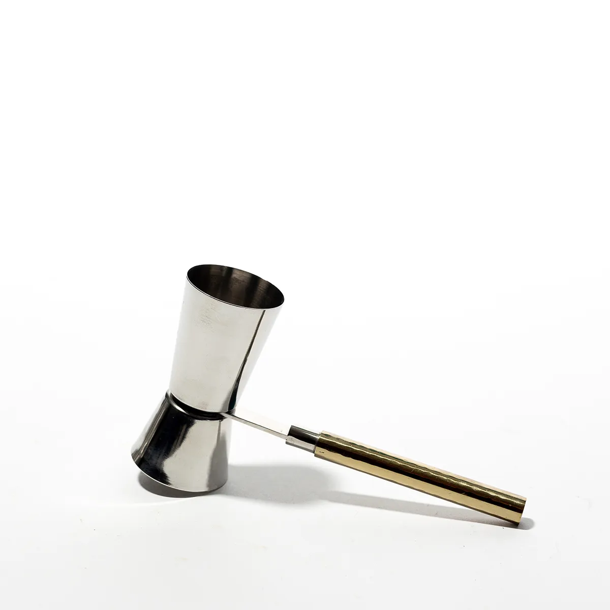 Hammered Gold Metal Handle on a Silver Double Jigger