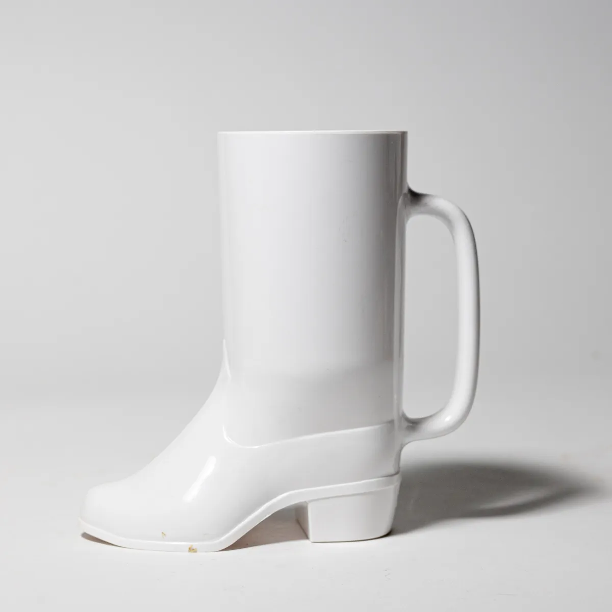 White Plastic Cowboy Boot Coffee Mug