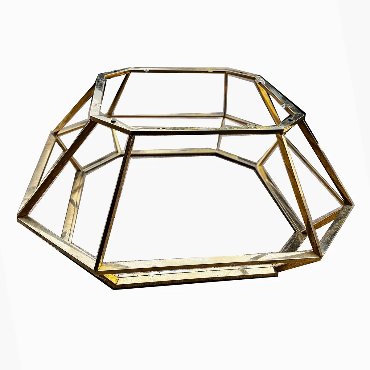 Octogon Brass Glass Top Coffee Table