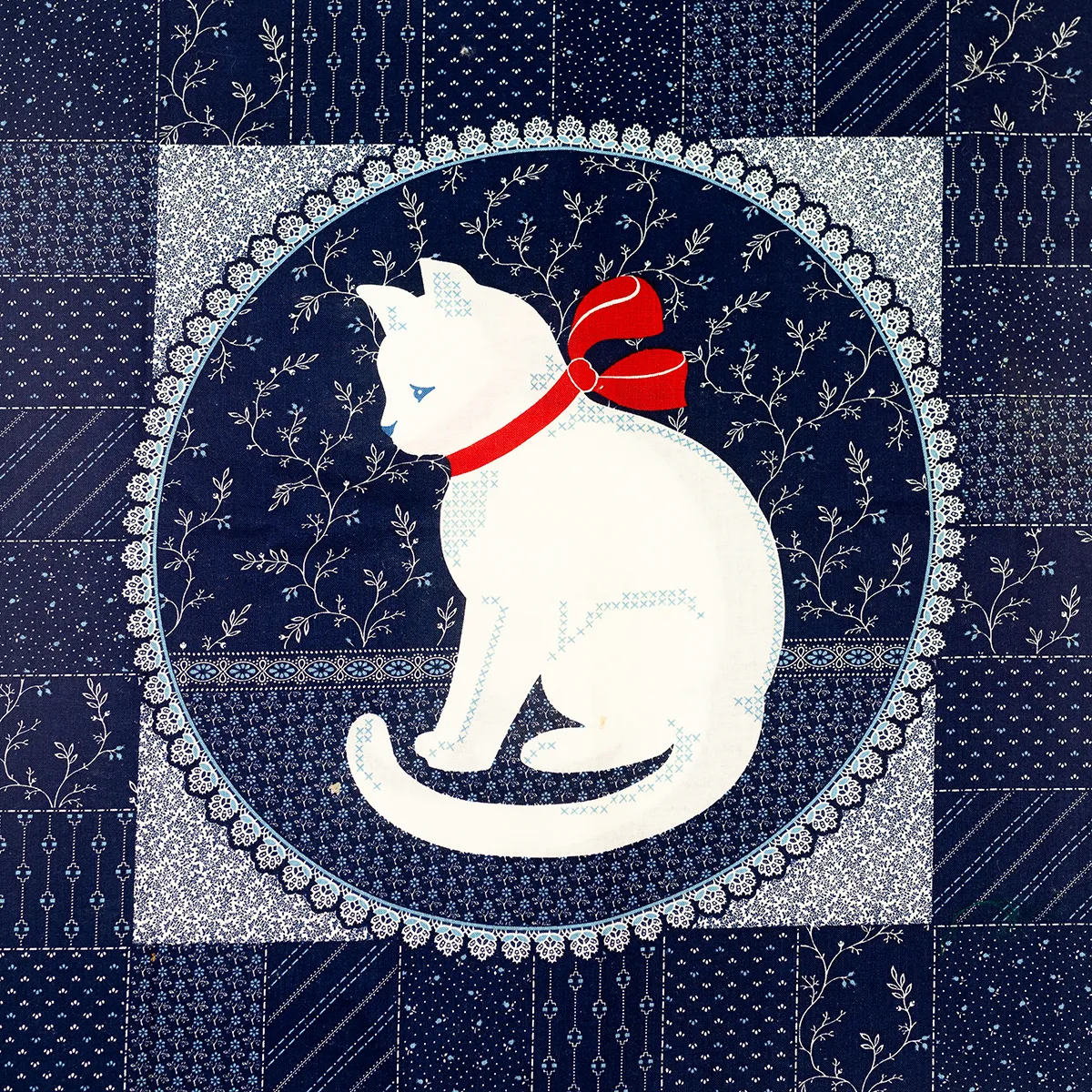 Simple Treasures Blue Cat Print Fabric - 43"x 17.5"