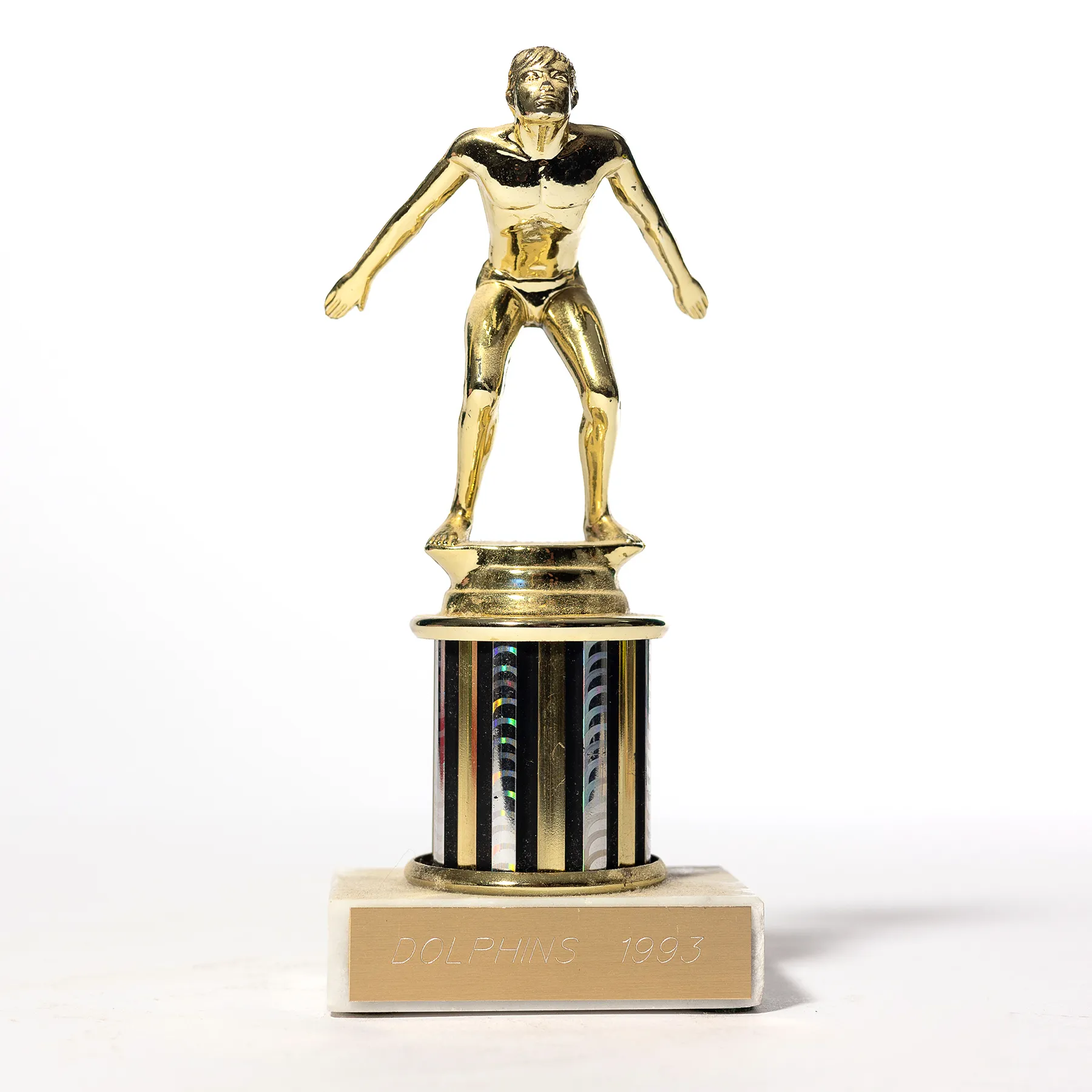 Vintage Childrens Trophy Gold Statue with Marble Bottom, Gold Statue, Gold and Silver - 7.75" x 3"