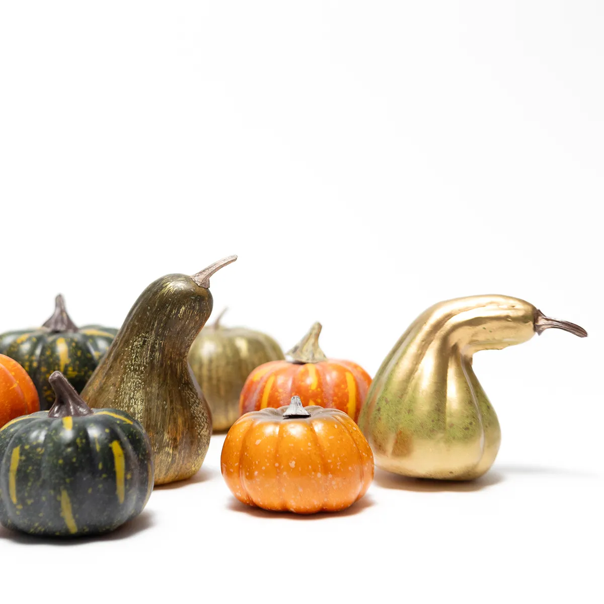 Big Bag of Artificial Pumpkins and Gourds Orange Green and Gold II