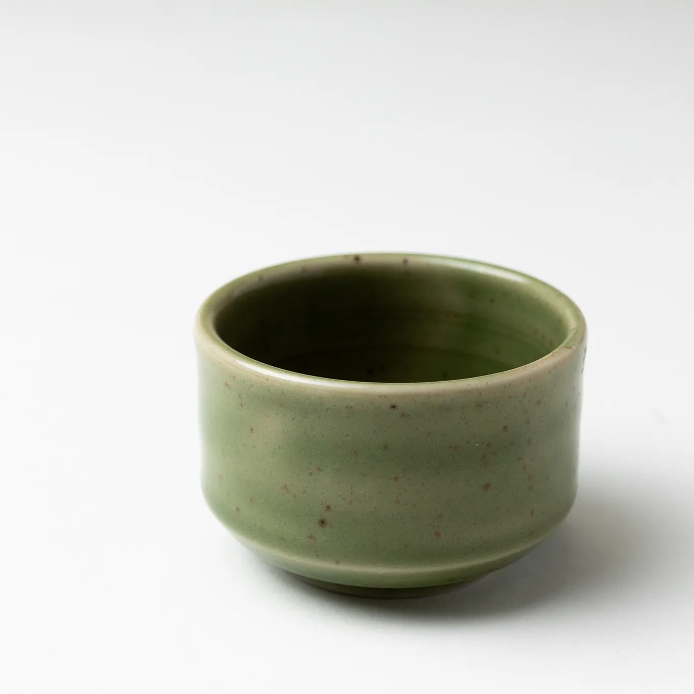 Small Green Gray Japanese ceramic Sake cup - 1.75" x  2.25"