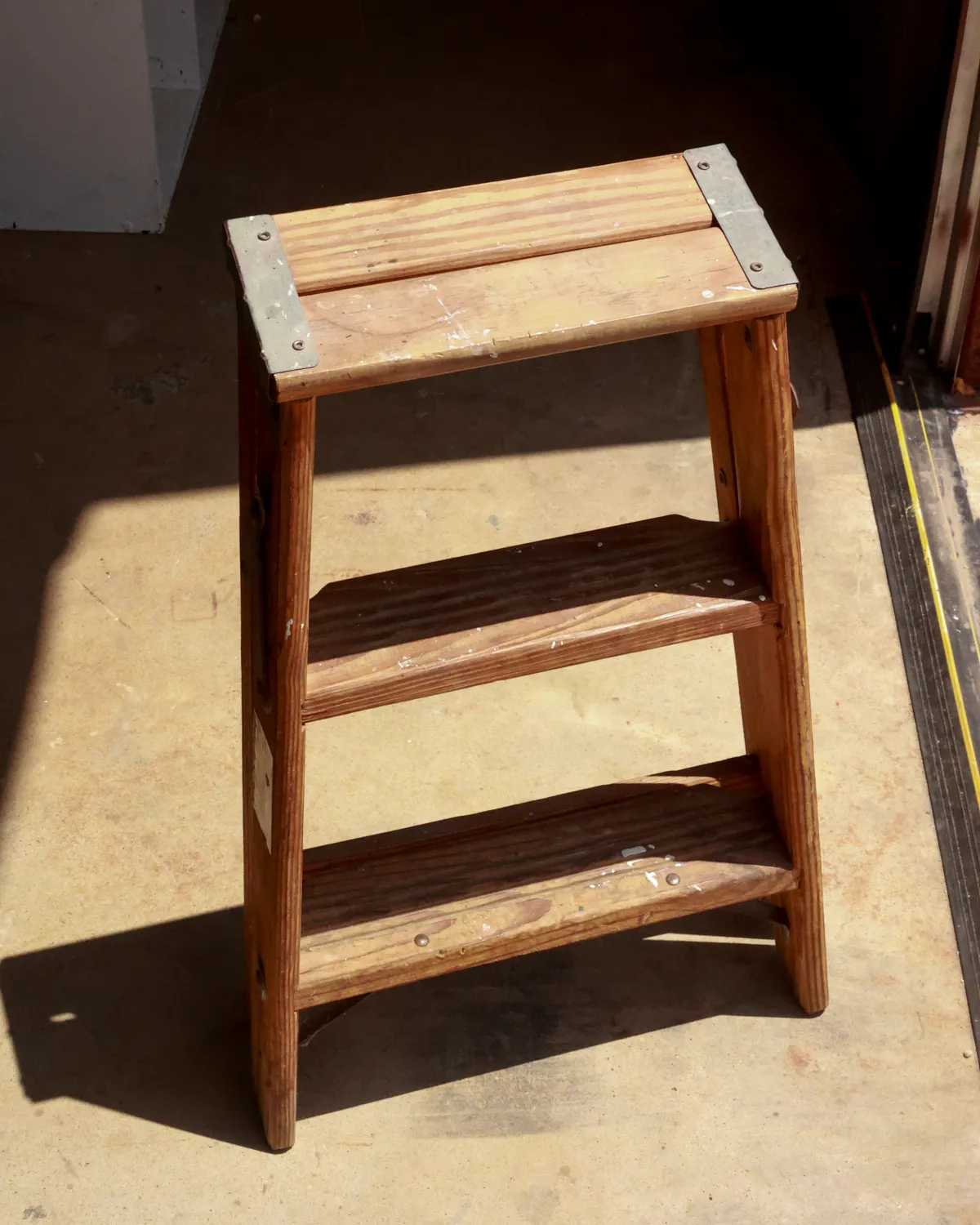Vintage Pine Folding Step Stool Metal Hardware Rustic
