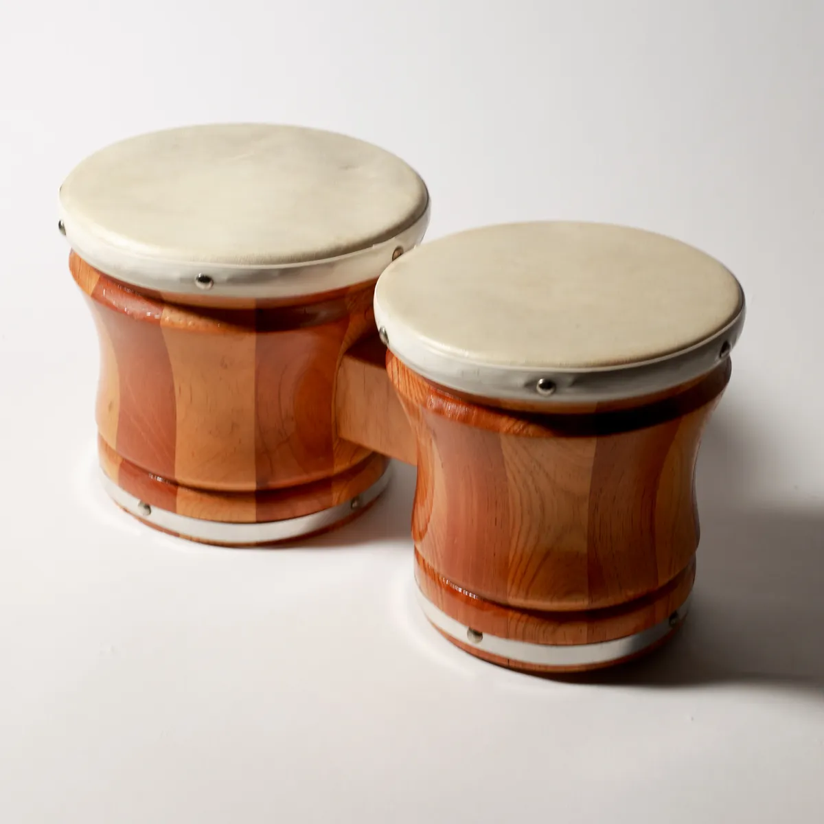 Vintage Stave Wood Bongo Drum Pair Natural, Practice, Beginner, Percussion, Instrument