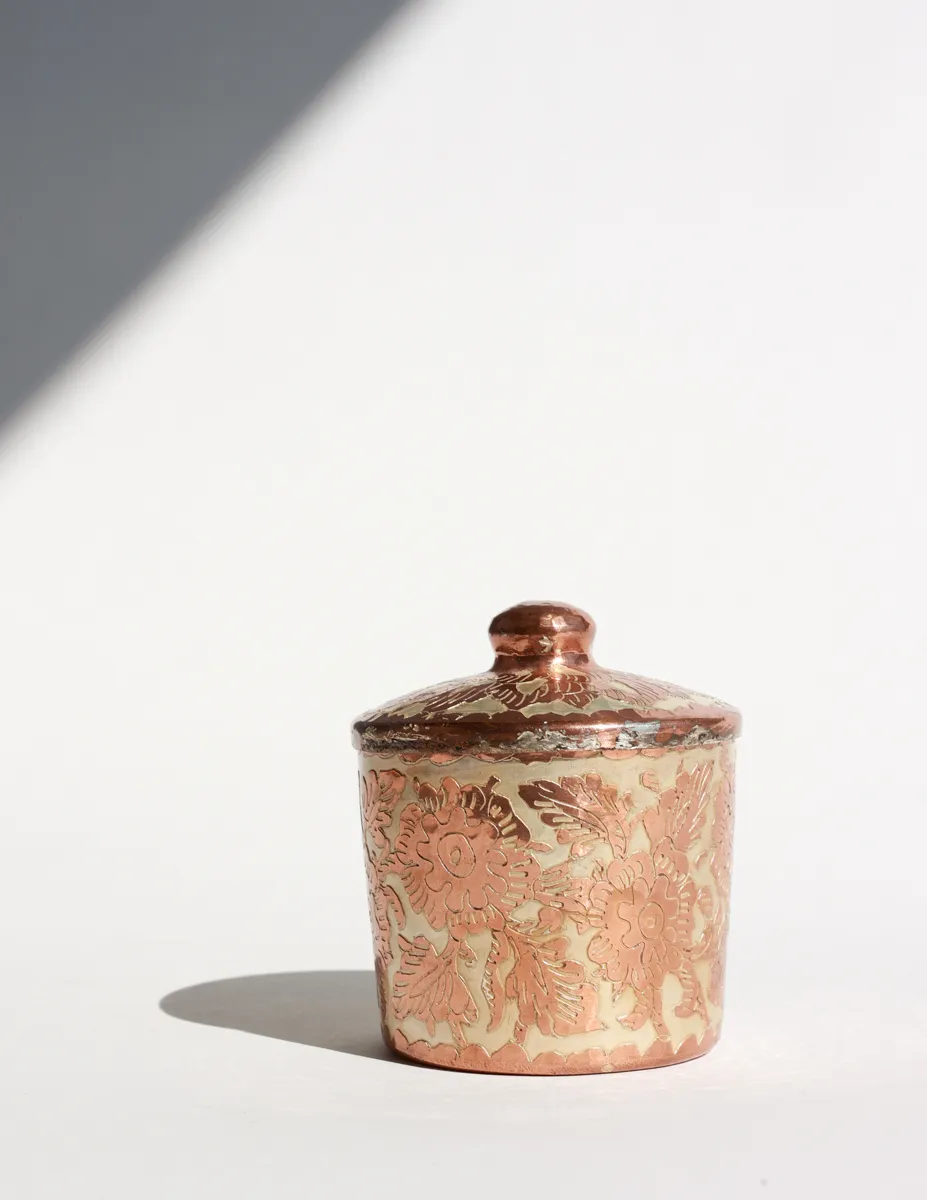 Handcrafted Copper Jewelry Case Trinket Box Mexico