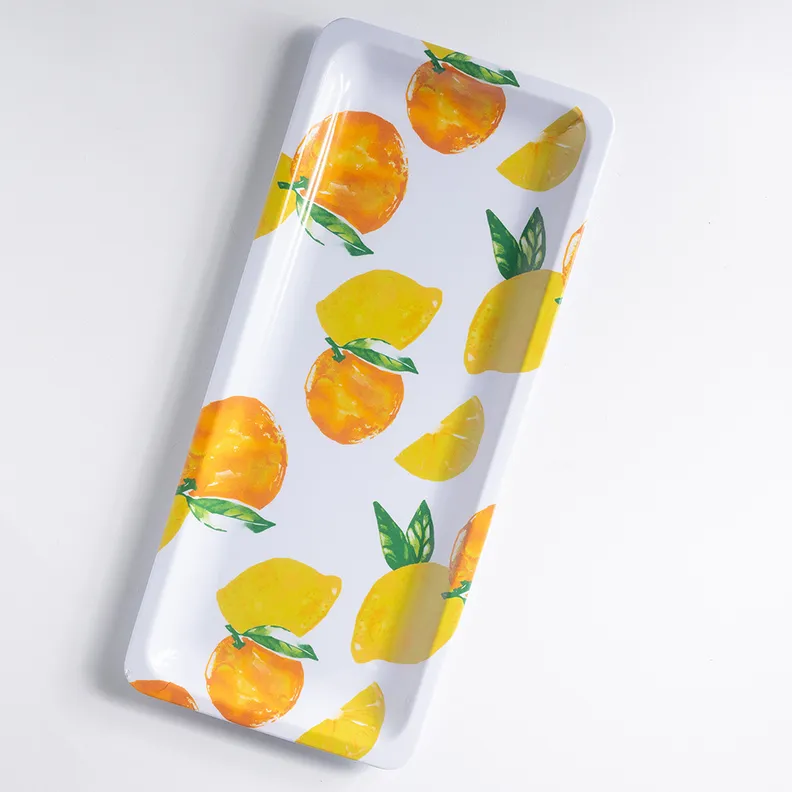 Summer Time Plastic Platter Lemon Motif - Summer Time Plastic Platter Lemon Motif - 14.75" x 6.5" 