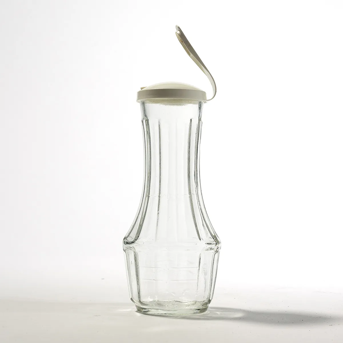 Salad Dressing Mixing Bottle Clear Glass Dressing Shaker with White Lid -7.5" x 3.25"