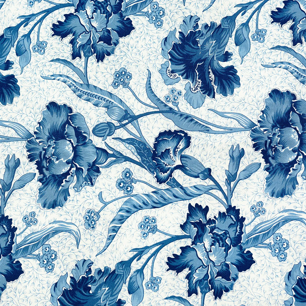 Surface Fabric: Blue Flowers Fabric, tablecloth, fabric, surface, wallpaper - 43" x 100"