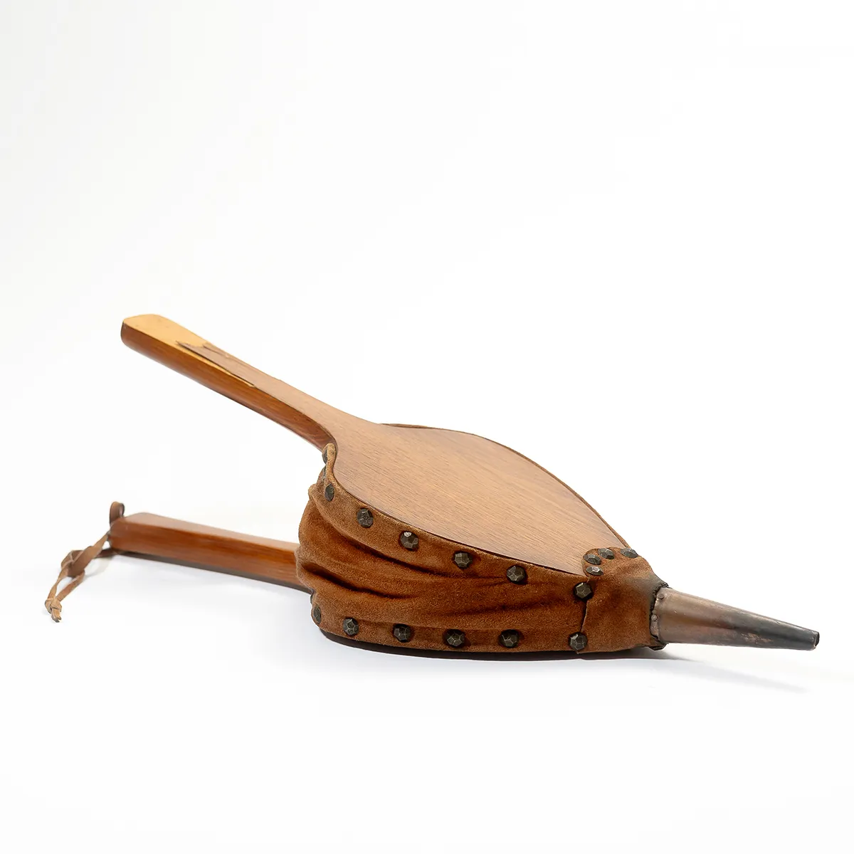 Suede Leather, Wood and Brass indoor / outdoor Fireplace Fire Bellows 