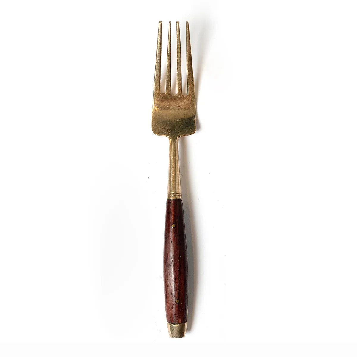 Mid Century MCM Thai Bronze and Teak Silverware Individual Dinner Forks