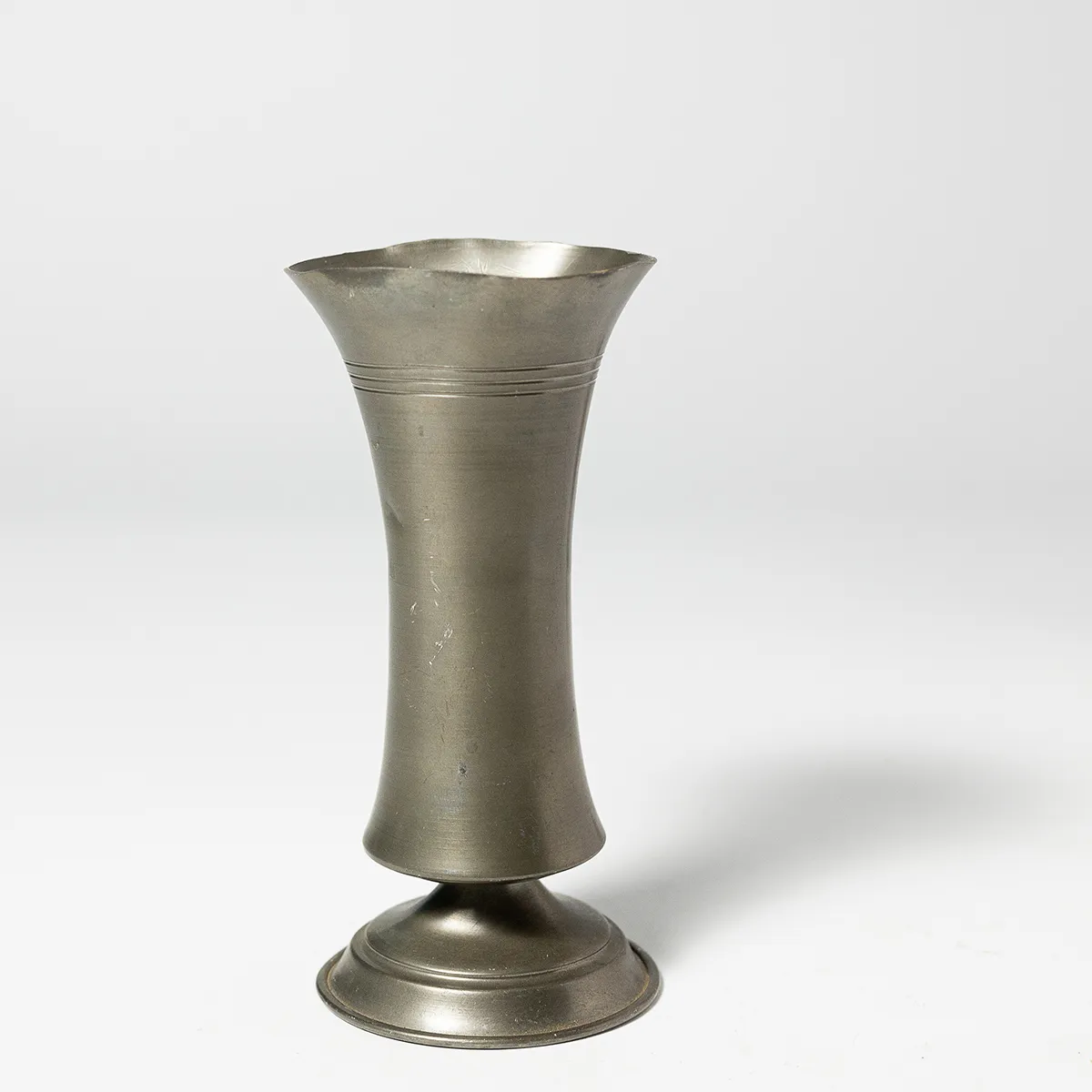 Antique Pewter Vase, Urn Shaped Trumpet Vase