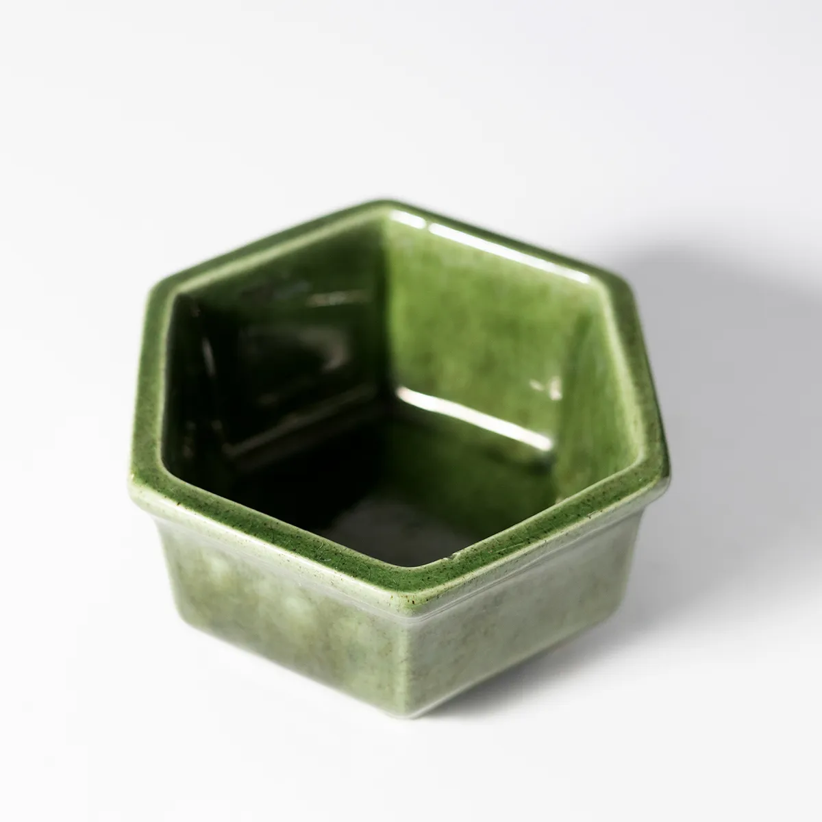 Jade Green 6 six Sided Ceramic Footed Planter 