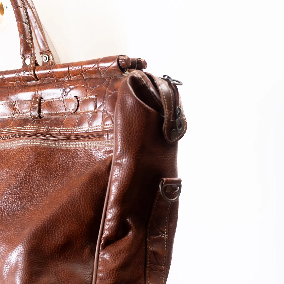 Extra Large Leather Travel Bag - 2' x 1.5'