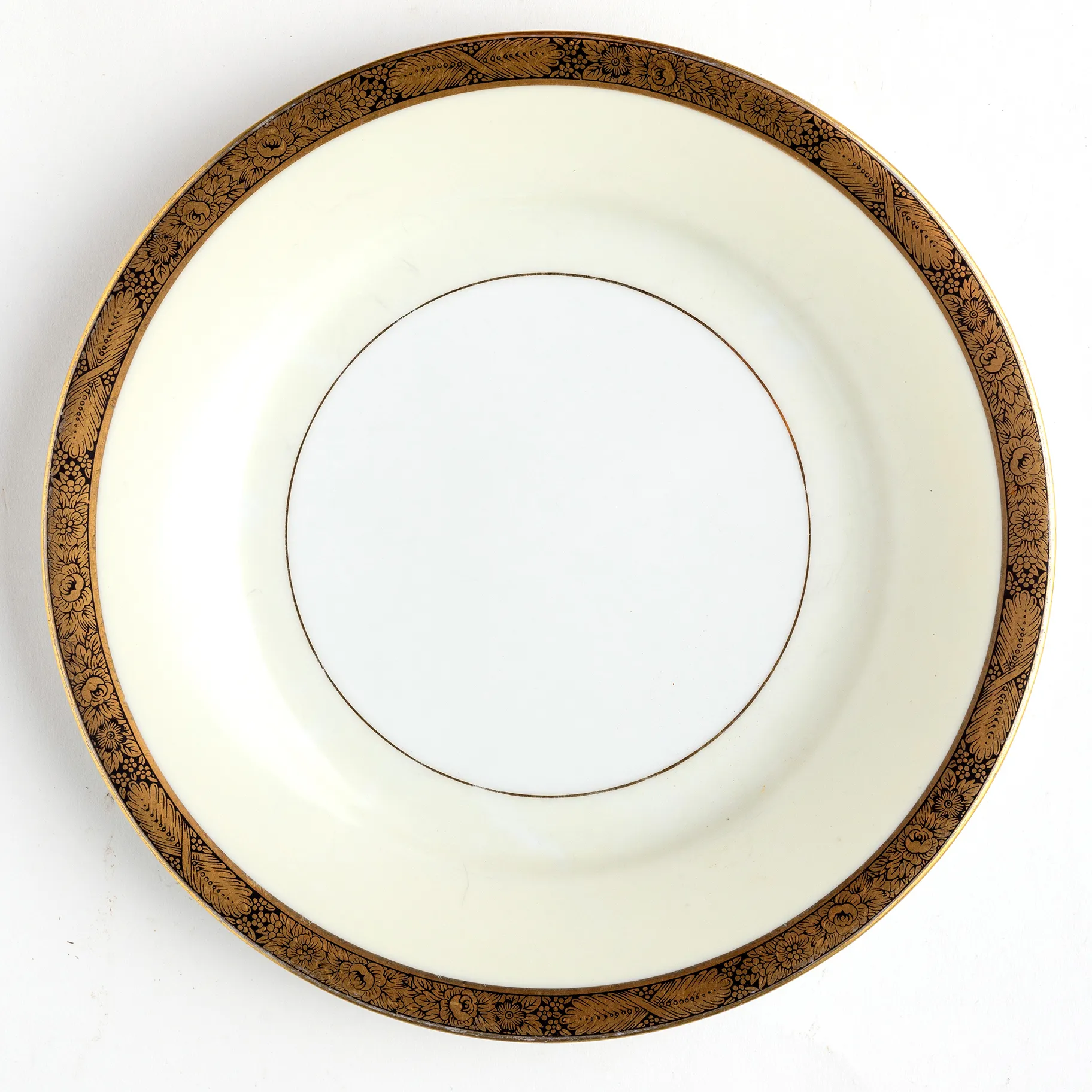 Salad Plate Cream and Yellow with Gold Trim  - 8.25"