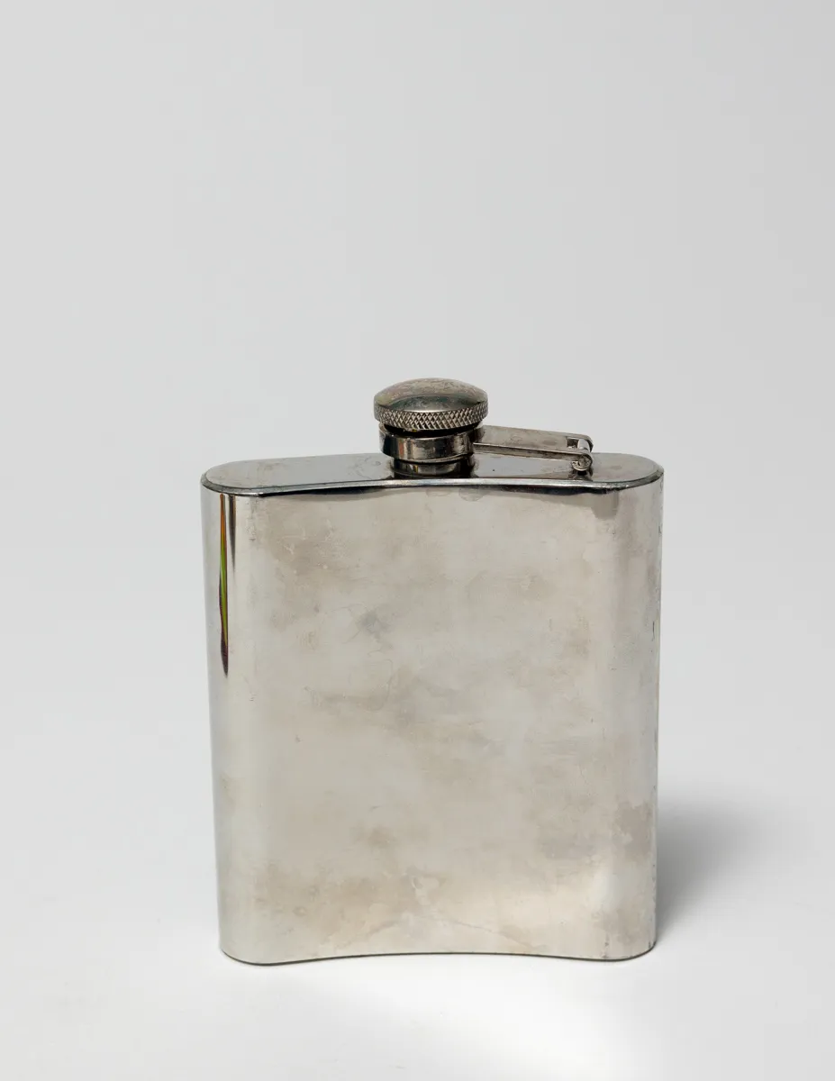 Small Silver Metal Flask, Liquor