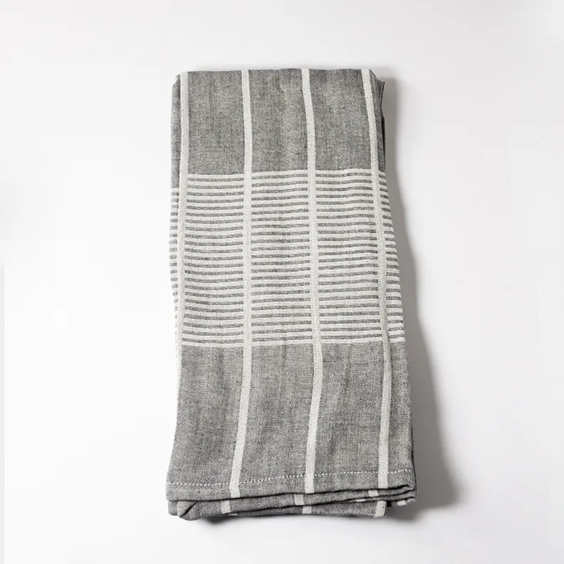 Set Gray Striped Dishtowel - 28" x 20"