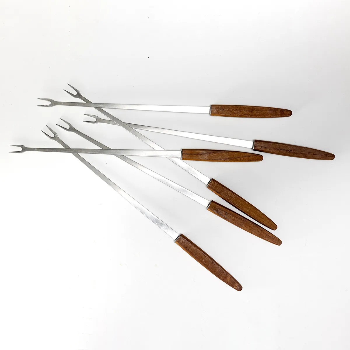 Vintage Wooden Handled Fondue Skewer/Fork Set of 6