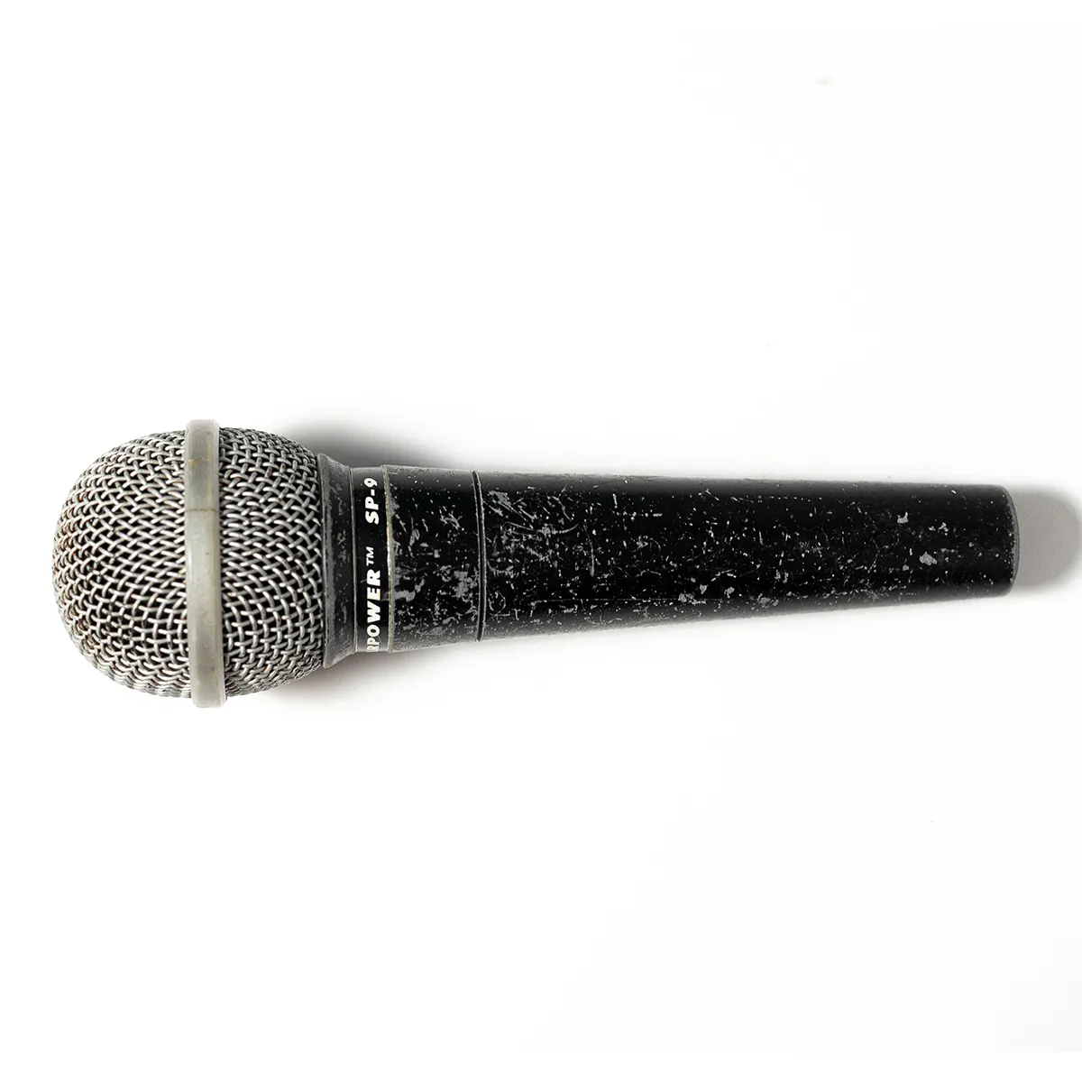 Vintage Well Used. Patina, Black Handheld Microphone with Silver Mesh mouth piece